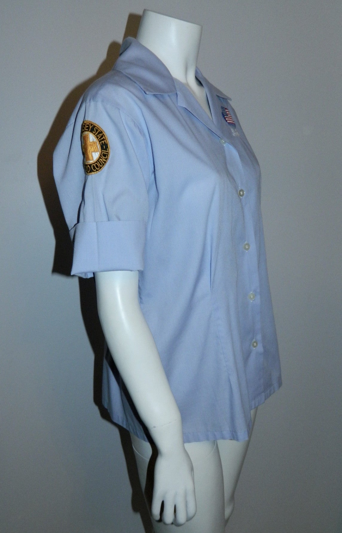 vintage 1960s EMT blouse Women's work shirt uniform Liberty Corner First Aid Squad NJ ELBECO