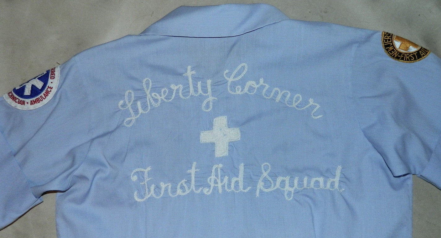 vintage 1960s EMT blouse Women's work shirt uniform Liberty Corner First Aid Squad NJ ELBECO
