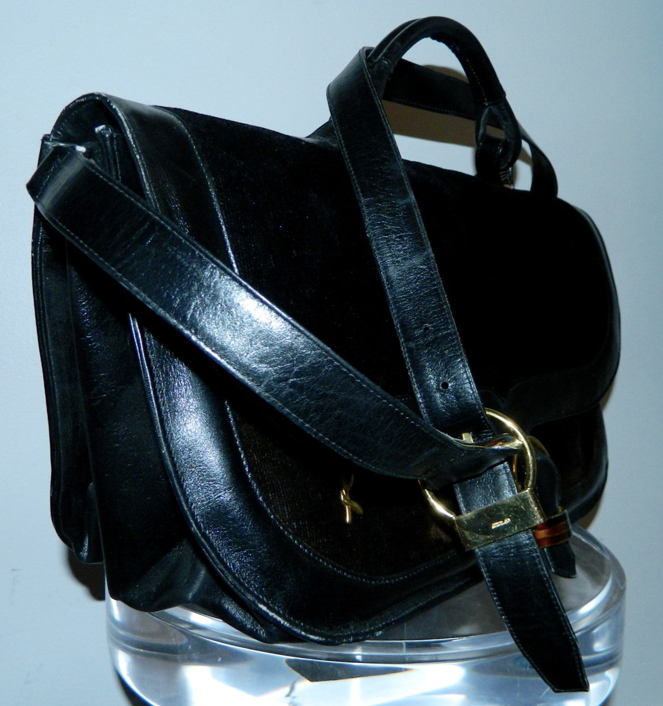 HUGE velvet leather Roberta di Camerino briefcase handbag vintage 1970s carry on bag