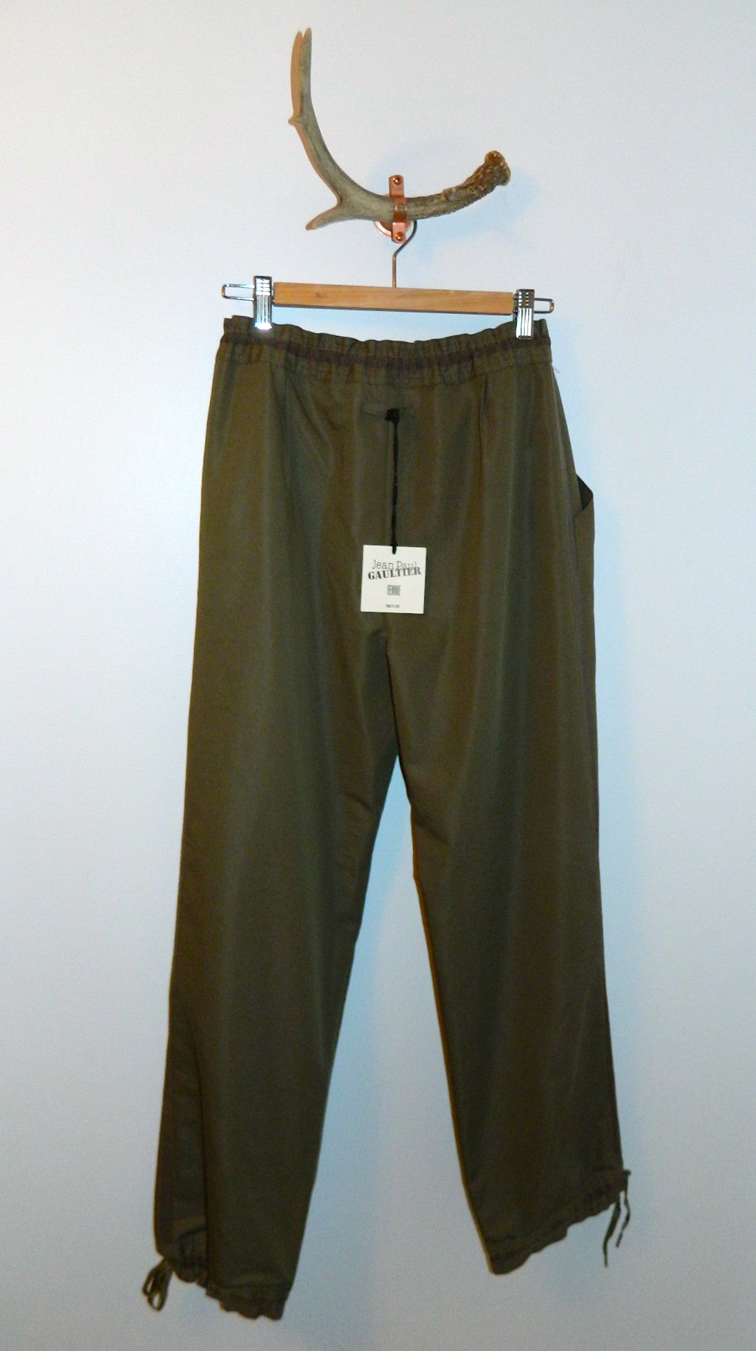 vintage 1990s Jean Paul GAULTIER pants / olive tuxedo trousers US 6