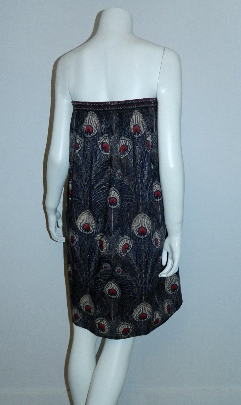 vintage Liberty wool skirt HERA peacock print midi skirt / mini dress OSFM