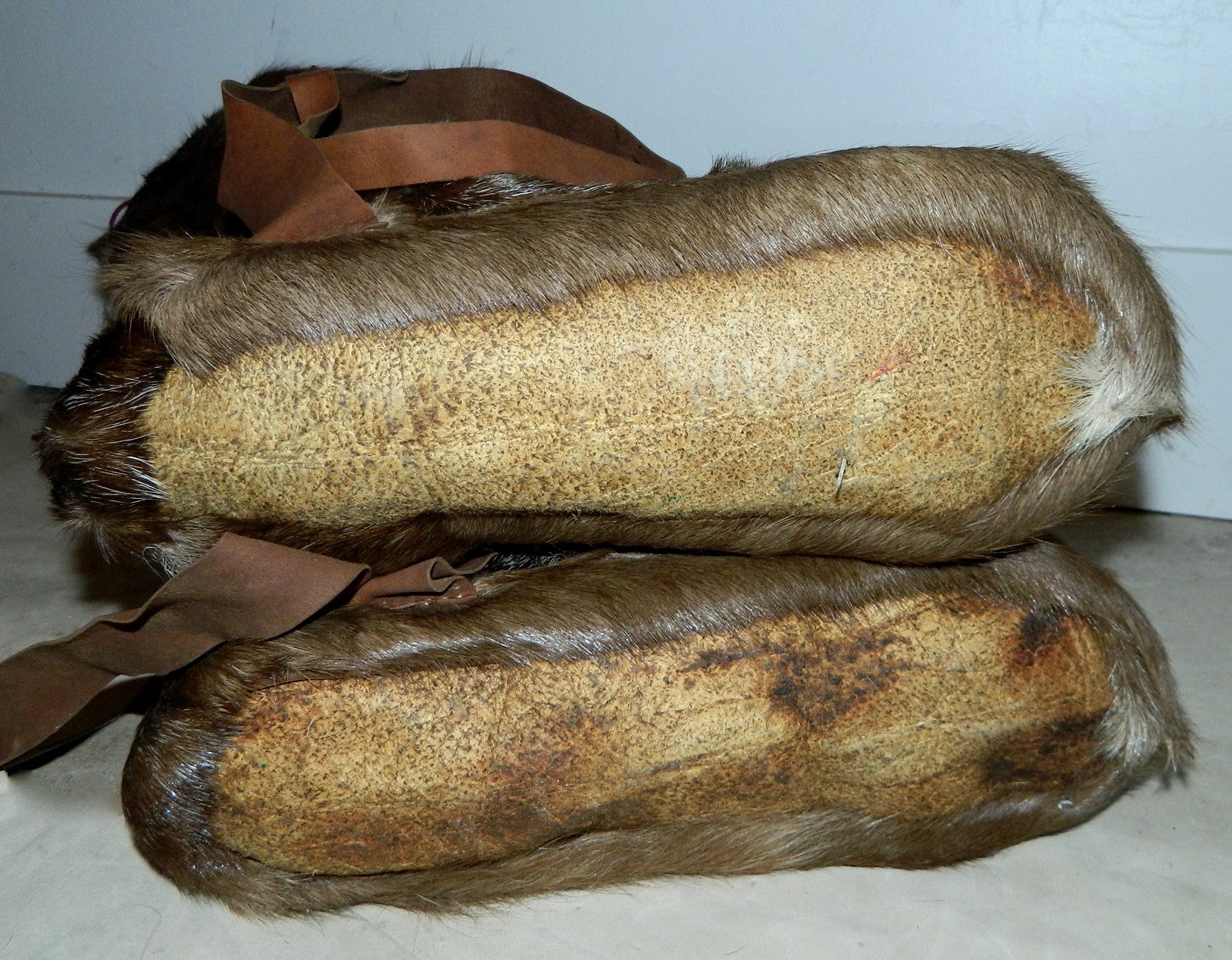 antique 1920s 1930s reindeer fur boots LOMEN leather soled Arctic boots vintage Nome Alaska