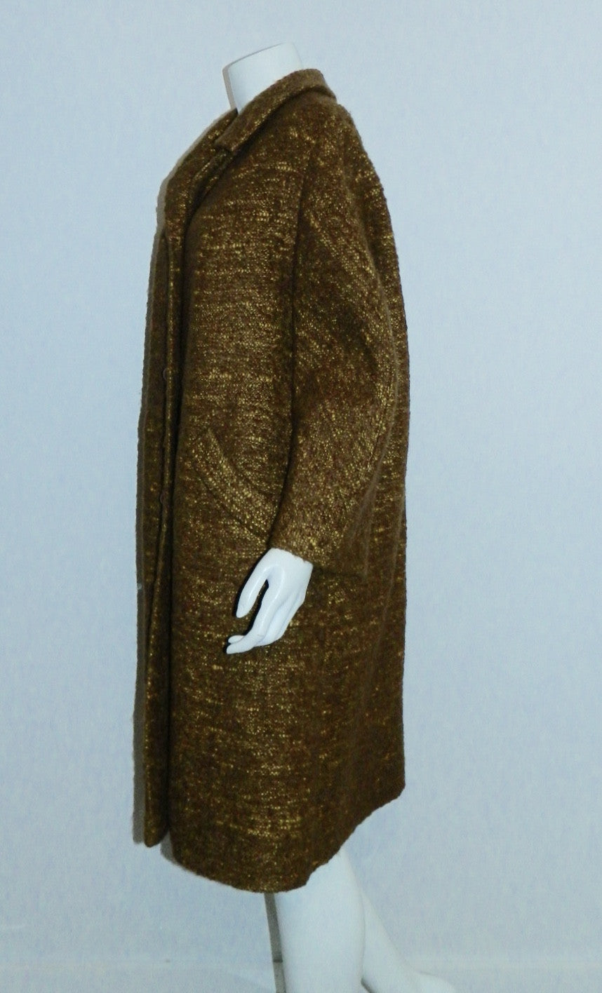 copper tweed coat 1960s vintage YouthCraft nubby boucle topper L - XL