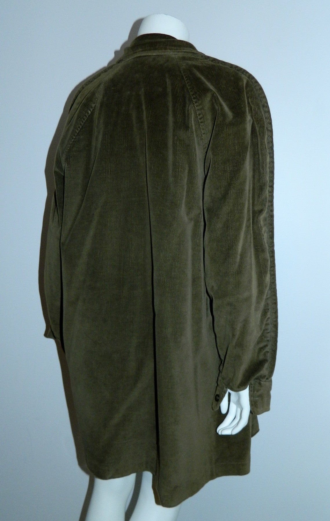 vintage 1980s olive green car coat Lester Hayatt corduroy barn jacket swing coat M OSFM