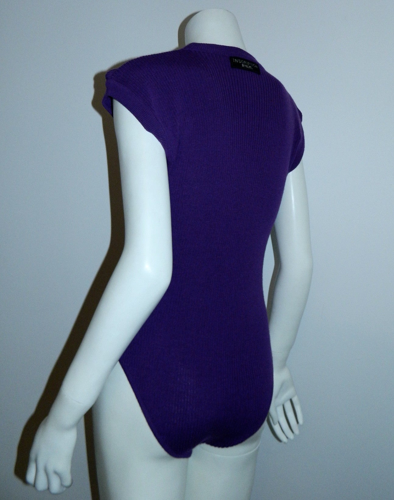 1980s bodysuit vintage Sonia Rykiel Inscription wool rib knit top sweater