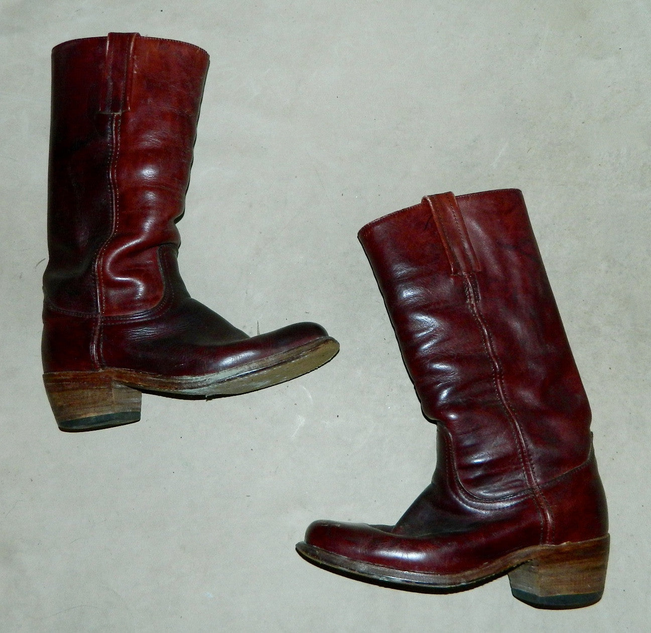 vintage 1970s burgundy FRYE boots Mens 9 D leather Harness Campus black label