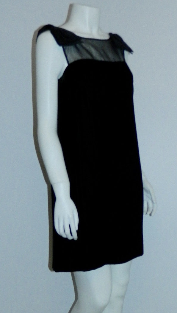 MOD mini dress vintage 1960s black velvet micro mini XS