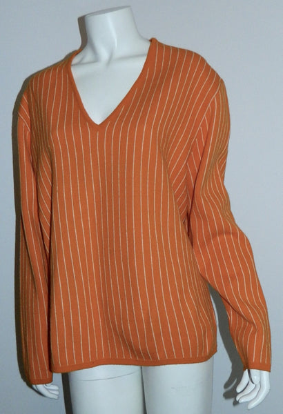 vintage 1960s MOD sweater orange Hartog for MAY Co. V- neck knit Mens M