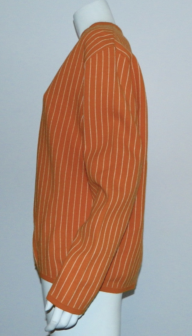 vintage 1960s MOD sweater orange Hartog for MAY Co. V- neck knit Mens M
