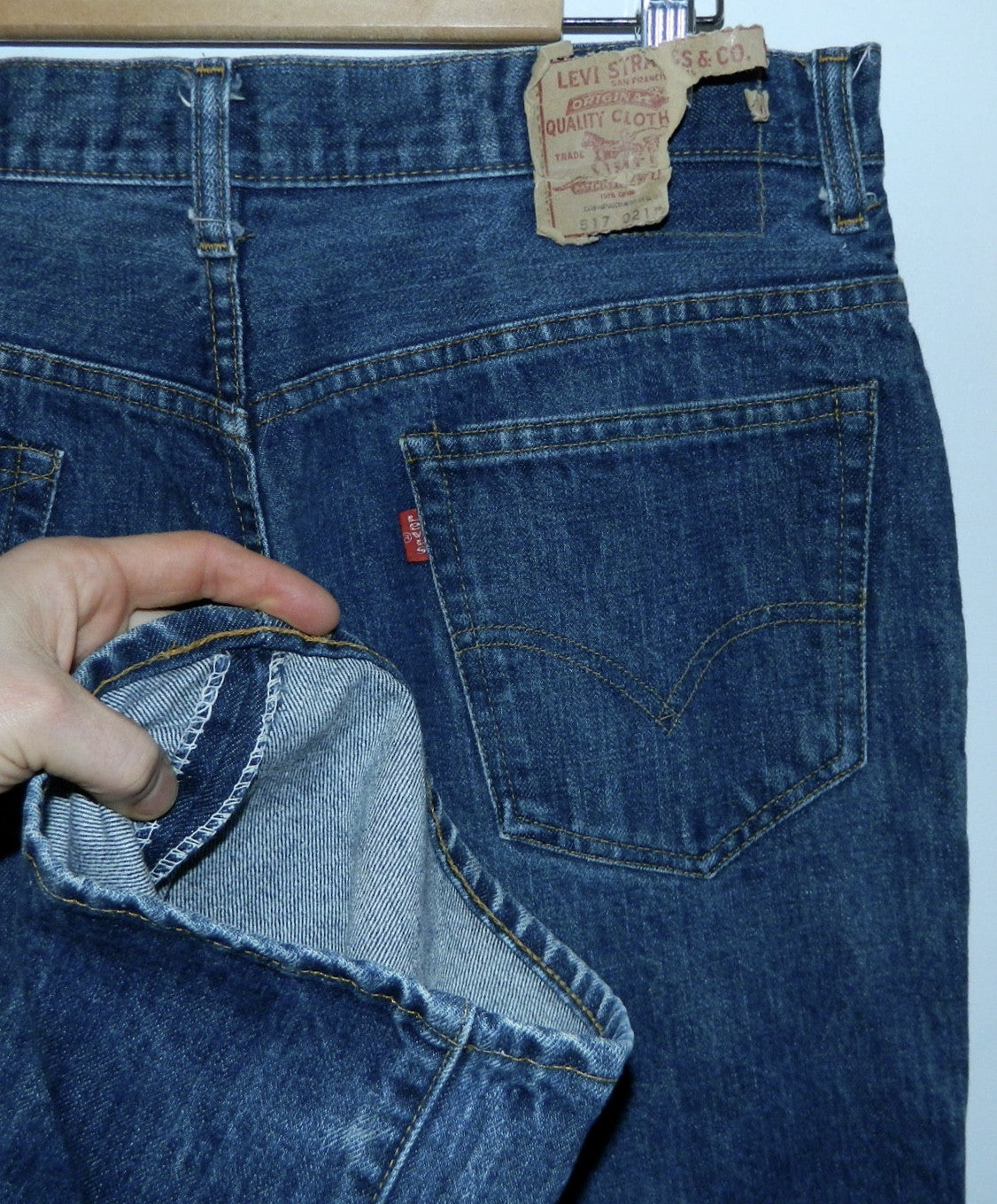 Vintage 80s Levis 517 Orange Tab Made in USA Bootcut Blue