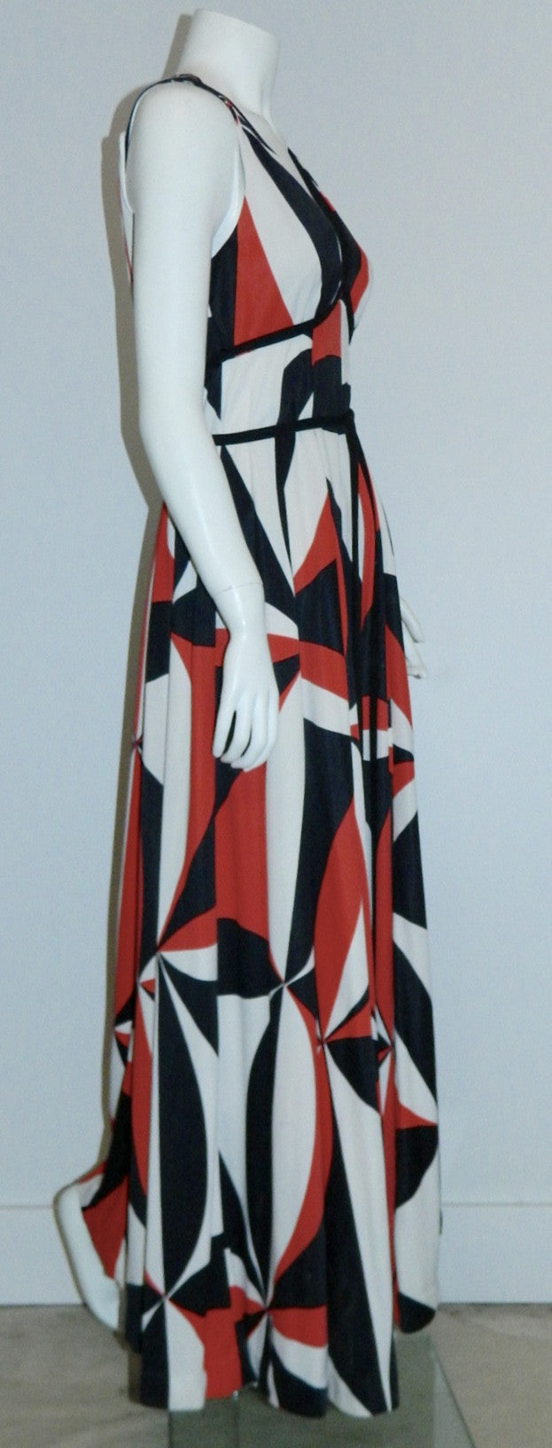 vintage 1970s Elisabeth Stewart maxi dress MOD floral POP OP jumpsuit romper