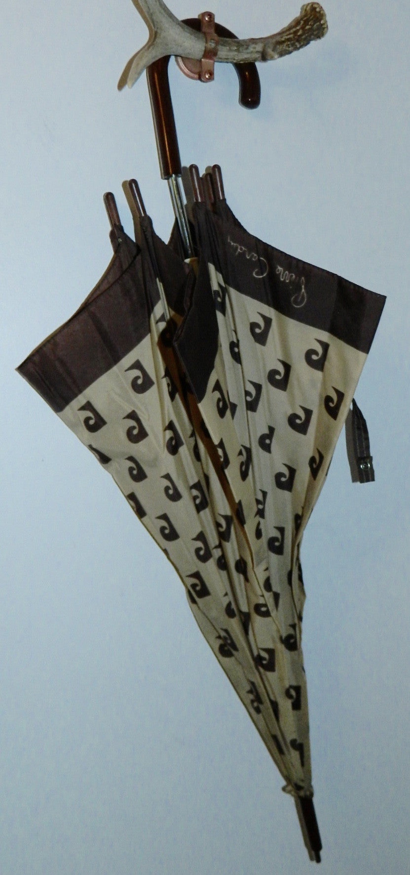 vintage 1970s Pierre Cardin monogram umbrella brown logo parasol