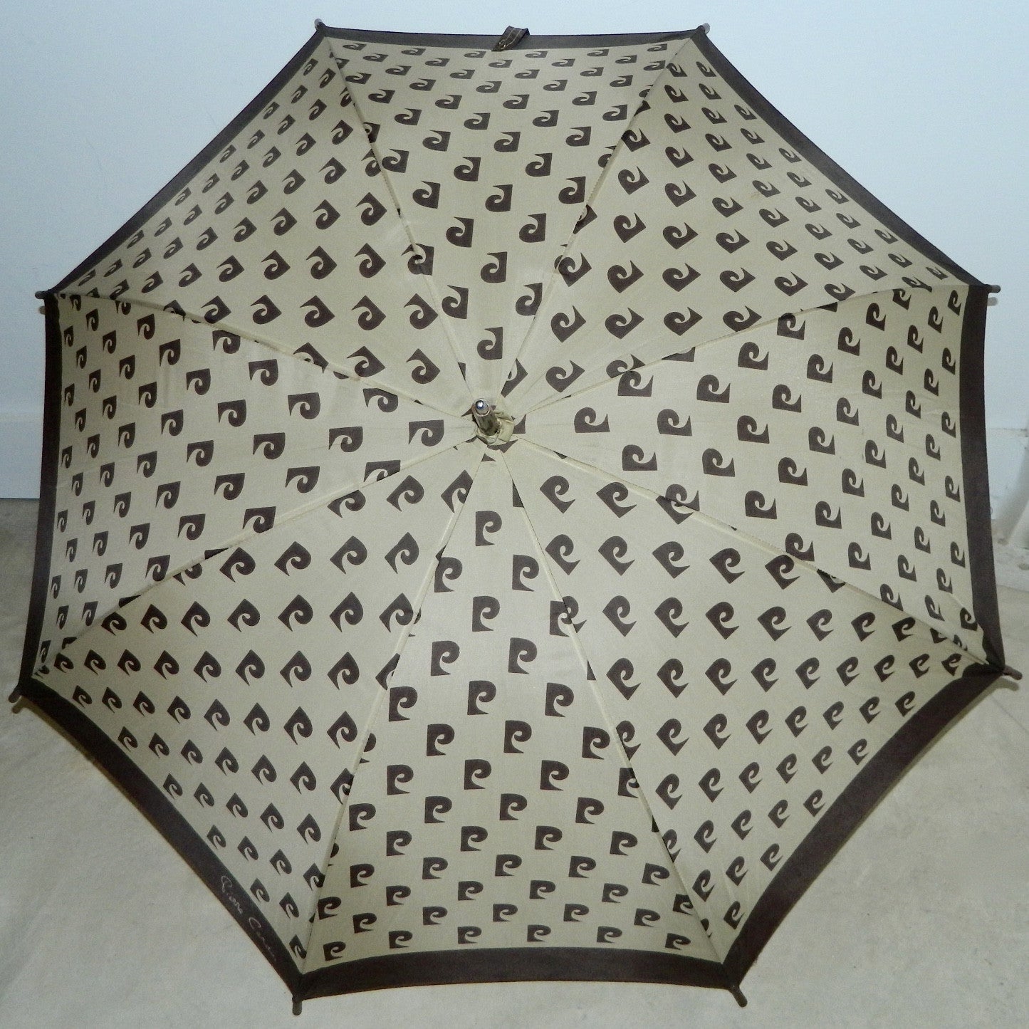 vintage 1970s Pierre Cardin monogram umbrella brown logo parasol