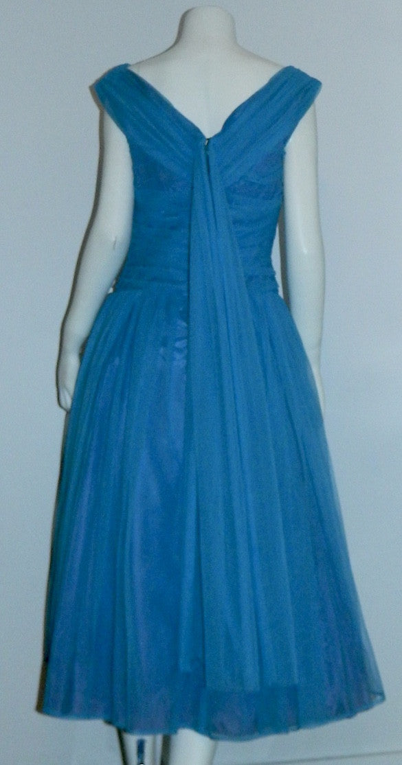 vintage 1950s sky blue formal party dress / 50s full skirted frock