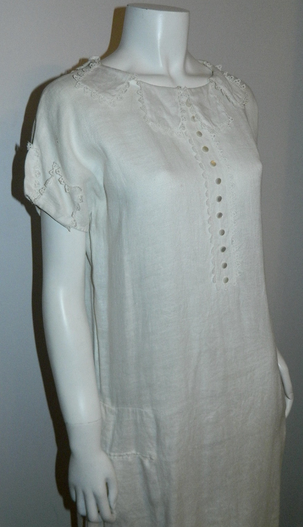 antique white linen drop waist dress 1910s 1920s vintage sporting attire