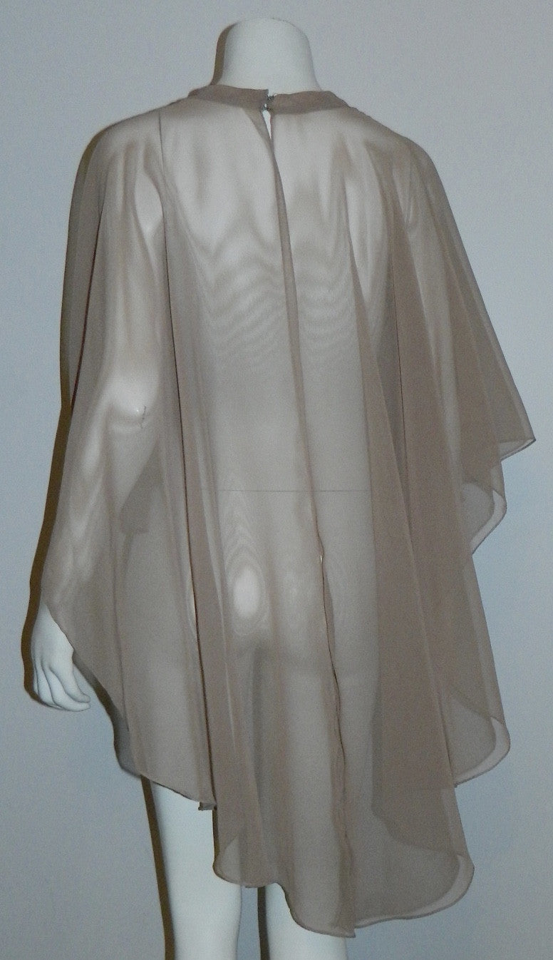 nude chiffon cape Glitter Butterfly vintage 1970s cover up capelet