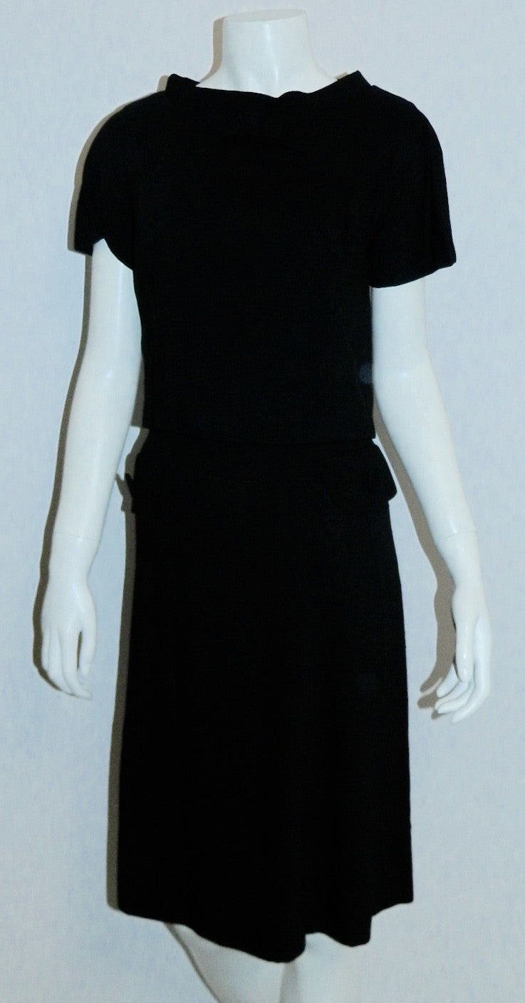 1960s black silk Abe Schrader day dress vintage bow top jacket XS – Retro  Trend Vintage