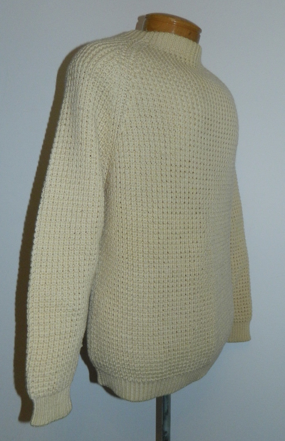 vintage FISHERMANS sweater 1970s Axello Denmark cream wool 52 / US M - L