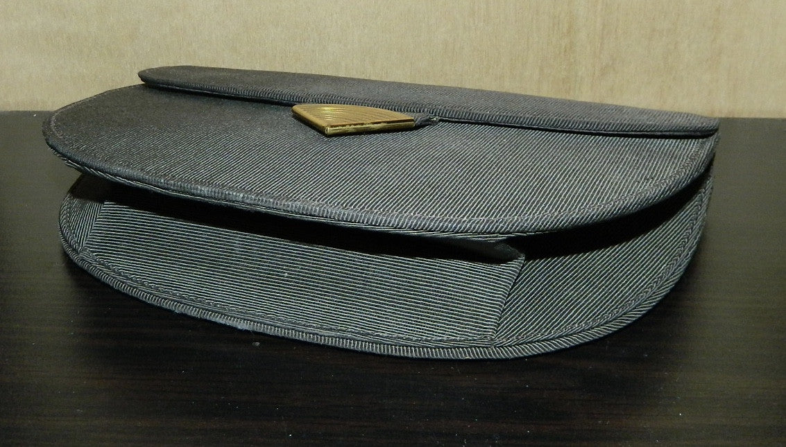 vintage 1940s clutch bag LIN BREN brown Art Deco brass fan clasp