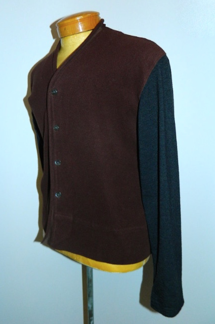 vintage 1990s cardigan sweater Comme des Garcons wool jacket fleece front shirt Mens S