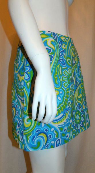 1990s aqua blue VERSUS GIANNI VERSACE mini skirt MOD print