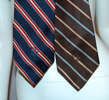 vintage 1960s Christian DIOR tie ties LOGO repp stripe neckties