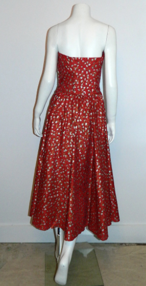 vintage 1950s Fred Perlberg strapless dress red ATOMIC party frock XS - S Dance Originals