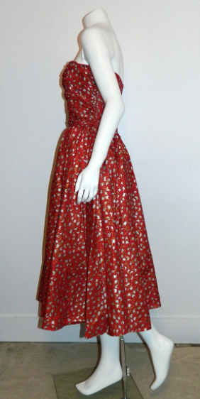 vintage 1950s Fred Perlberg strapless dress red ATOMIC party frock XS - S Dance Originals