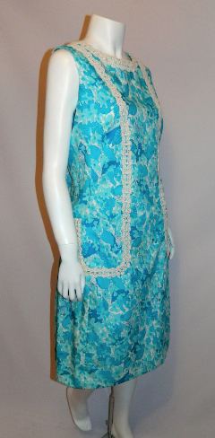 vintage Lilly Pulitzer sun dress aqua blue floral print shift M L