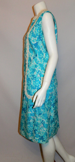 vintage Lilly Pulitzer sun dress aqua blue floral print shift M L