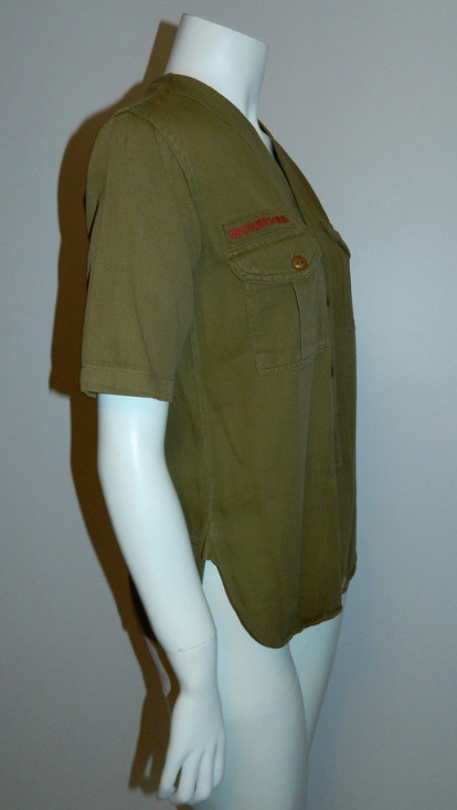 vintage 1930s Boy Scouts shirt BSA uniform button front OD 36 inch chest / unisex XS