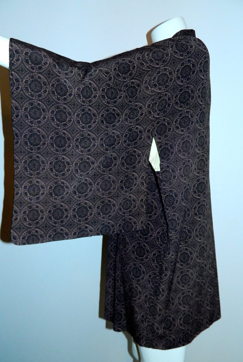 1930s 1940s vintage KIMONO robe rayon circles Haori jacket OS