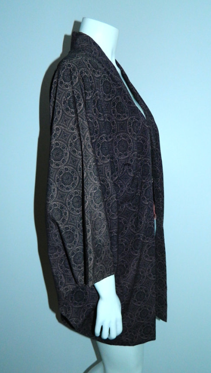 1930s 1940s vintage KIMONO robe rayon circles Haori jacket OS