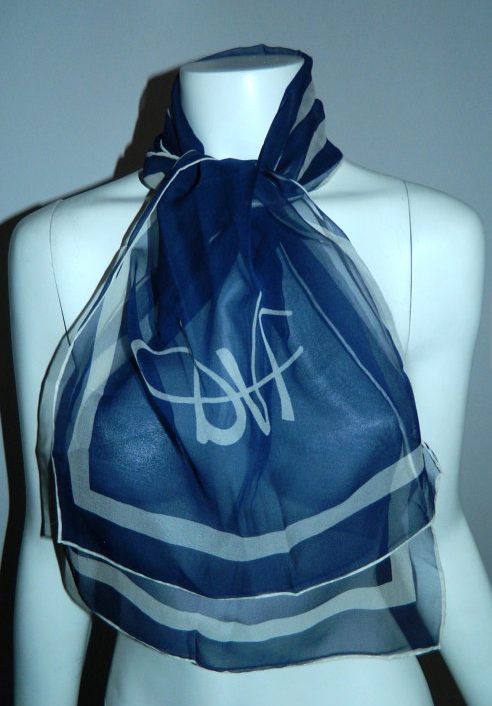 vintage Diane von Furstenberg silk scarf 1980s logo DVF monogram