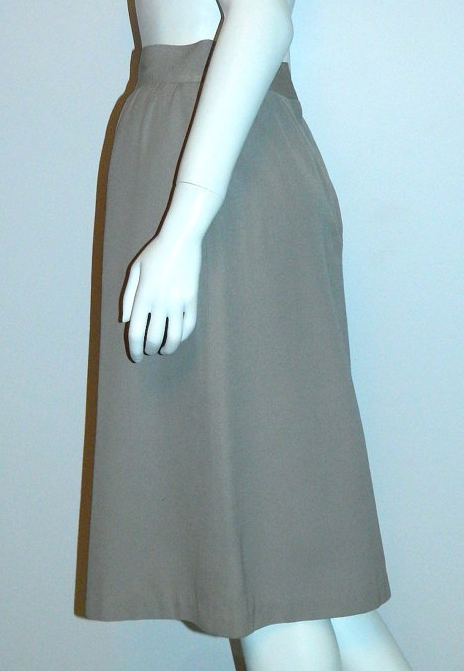 vintage 1980s skirt dove gray CACHAREL wool gabardine midi skirt XS - S