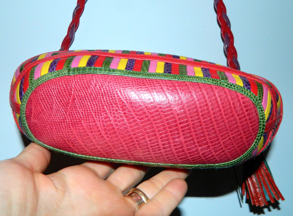 BOLD vintage 1980s SHARIF bag woven leather lizard karung purse