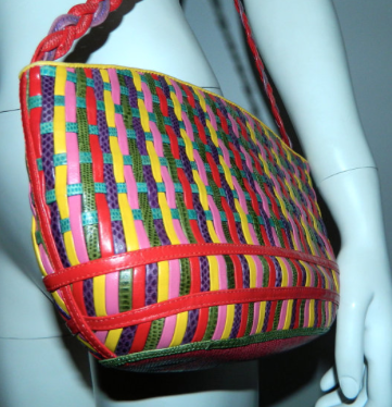 BOLD vintage 1980s SHARIF bag woven leather lizard karung purse