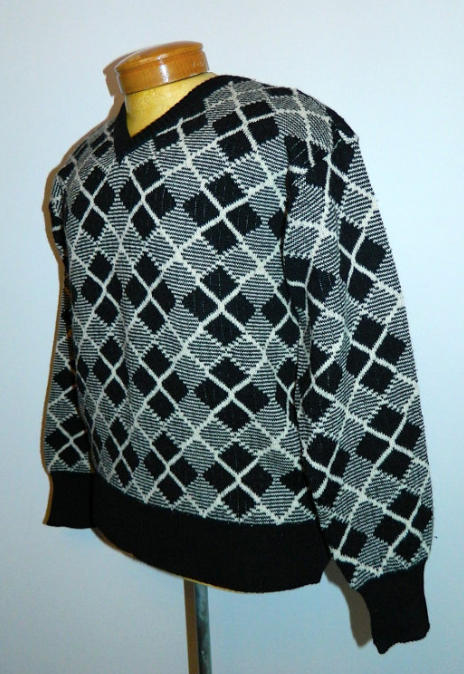 vintage argyle sweater 1980s Giorgio Armani black jumper Mens S