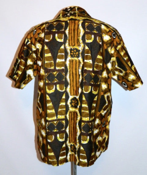 vintage 1950s Hawaiian shirt brown TIKI Tropicana shirt Mens L XL