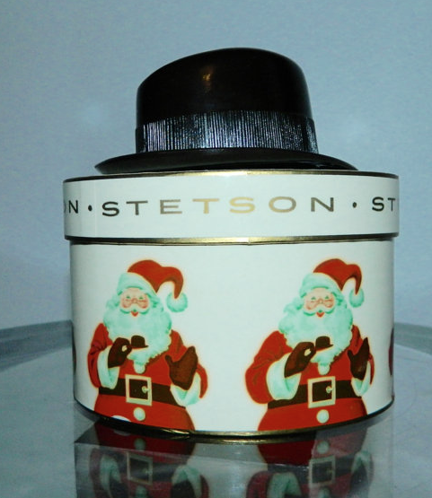 vintage 1950s STETSON hat in box - plastic display Christmas Santa Claus box