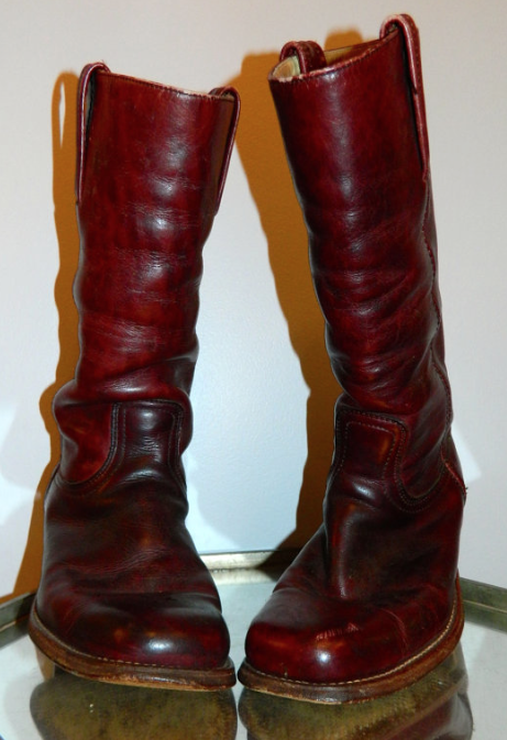 vintage 1970s burgundy FRYE boots Mens 9 D leather Harness Campus black label