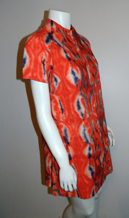 vintage 1960s MOD mini dress red Tie Dye scooter tunic dress XS