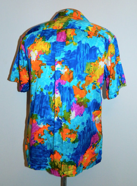 vintage 1960s shirt HRH rayon floral watercolor Hawaiian shirt Mens L XL