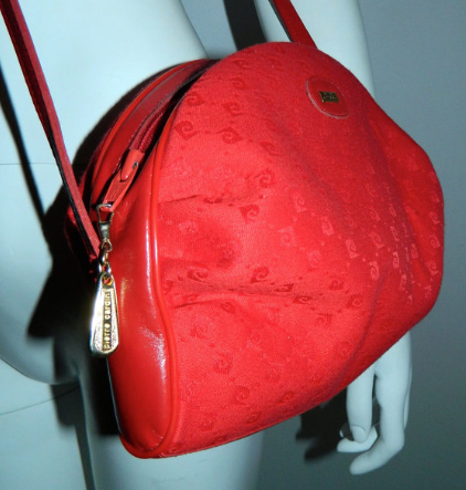 vintage 1980s monogram purse / red Pierre Cardin logo canvas cross body bag