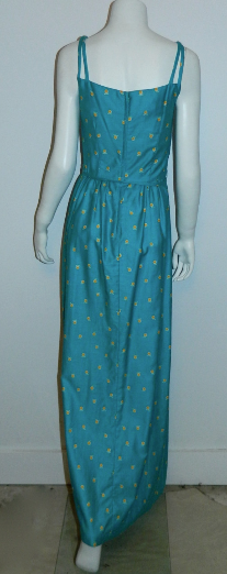vintage 1970s sun dress / MALIA apple print maxi gown / seafoam yellow XS - S