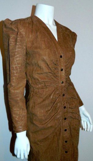 vintage 1980s brown leather dress / North Beach Leather Michael Hoban XS S
