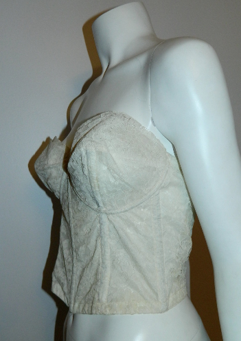 vintage 1950s corset COPPELIA ivory lace brasserie / long line bra 38