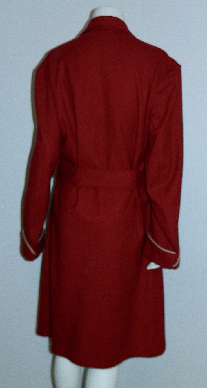 vintage 1940s wool robe State O Maine cranberry button front pea coat M