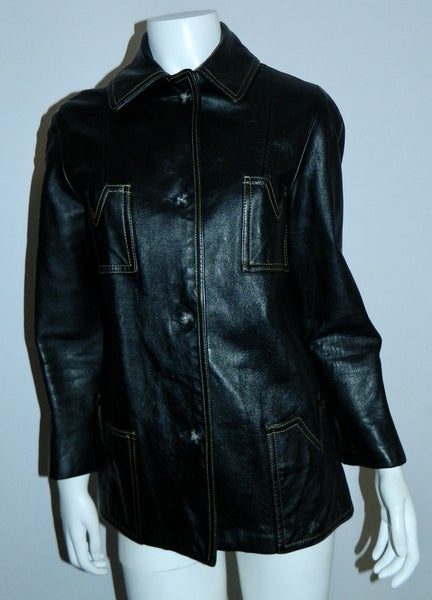 MOD vintage 1960s black leather jacket - contrast stitch S / M – Retro ...